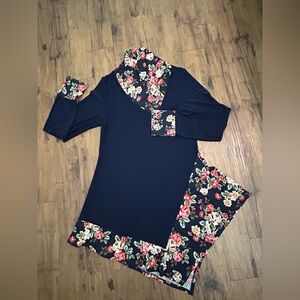 Black and Red Asymmetrical Long Sleeve Midi Dress